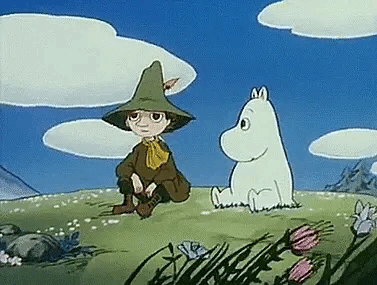 Gif of Snufkin and Moomin